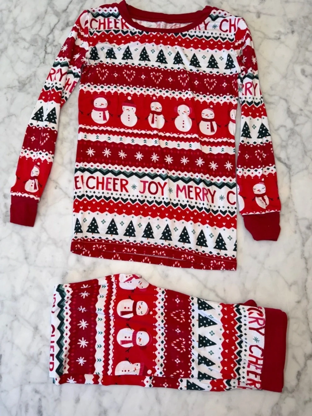 Little Sleepies Red and White 'Cheer Joy Merry' Holiday Pajama Set 4T